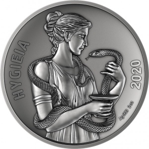 Реверс монеты Самоа, 5 долларов, 2020, Богиня Гигиея