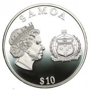 Аверс монеты Самоа, 10 тала, 2011, Бриллиантовый юбилей правления Королевы Елизаветы II