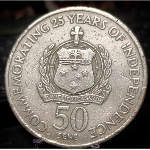 Реверс монеты Самоа, 50 сене, 1987, 25 лет Независимости