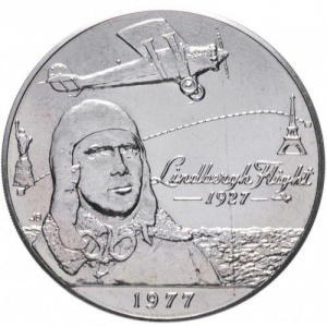 Реверс монеты Самоа, 1 тала, 1977, 50 лет первому перелёту через Атлантический океан