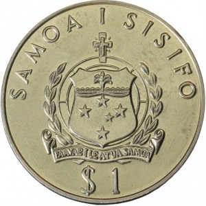 Аверс монеты Самоа, 1 тала, 1992, 40 лет правлению Королевы Елизаветы II
