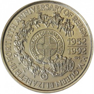 Реверс монеты Самоа, 1 тала, 1992, 40 лет правлению Королевы Елизаветы II