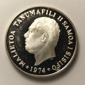 Аверс монеты Самоа, 20 сене, 1974