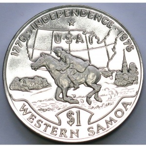 Реверс монеты Самоа, 1 тала, 1976, 200 лет независимости США