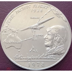 Реверс монеты Самоа, 1 тала, 1978, 50 лет Трансатлантическому перелету