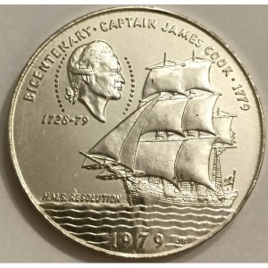 Реверс монеты Самоа, 10 тала, 1979, 200 лет со дня смерти Капитана Джеймса Кука
