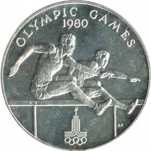 Реверс монеты Самоа, 10 тала, 1980, XXII Летние Олимпийские игры, Москва 1980