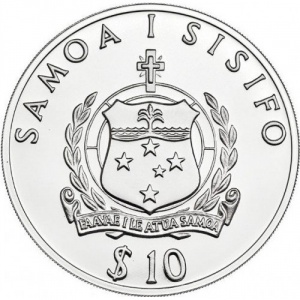 Аверс монеты Самоа, 10 тала, 1988, Кон-Тики