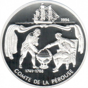 Реверс монеты Самоа, 10 тала, 1994, Жан-Франсуа де Лаперуз