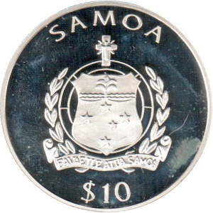 Аверс монеты Самоа, 10 тала, 1998, Диана, Принцесса Уэльская