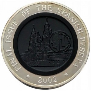 Реверс монеты Самоа, 10 тала, 2002, Окончание выпуска испанской песеты