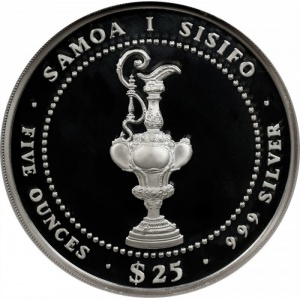 Аверс монеты Самоа, 25 тала, 1987, Кубок Америки