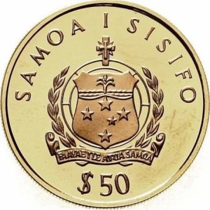 Аверс монеты Самоа, 50 тала, 1993, Константин Циолковский