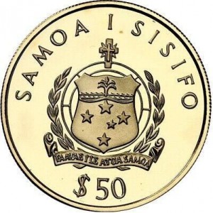 Аверс монеты Самоа, 50 тала, 1993, Чемпионат мира по футболу - США 1994