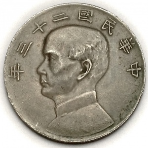 Аверс монеты Китай - Республика, 1 юань, 1933-1934
