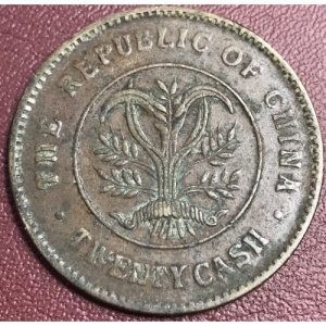 Аверс монеты Китай - Республика, 20 кэш, 1919