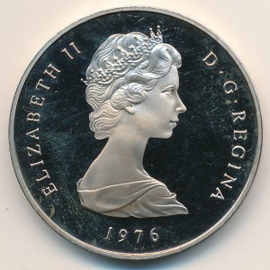 Аверс монеты Тёркс и Кайкос, 1 крона, 1975-1977