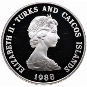 Аверс монеты Тёркс и Кайкос, 1 крона, 1988, 25 лет Фонду дикой природы