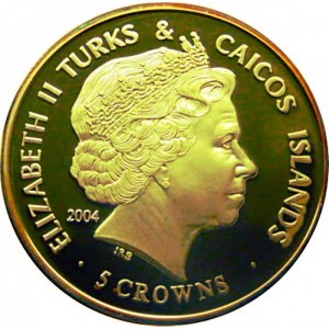 Аверс монеты Тёркс и Кайкос, 5 крон, 2004, Лорд Китченер
