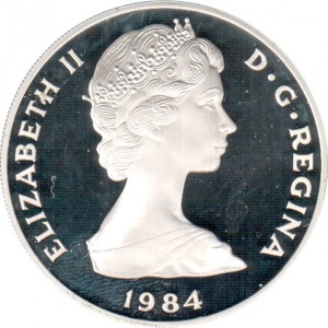 Аверс монеты Тёркс и Кайкос, 10 крон, 1984, XXIII летние Олимпийские Игры, Лос-Анджелес 1984