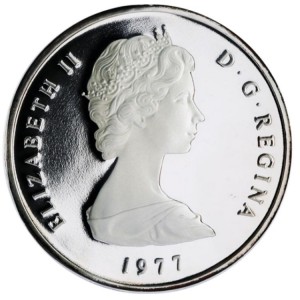 Аверс монеты Тёркс и Кайкос, 20 крон, 1977, Георг III