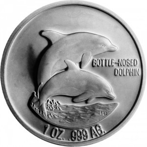 Реверс монеты Тёркс и Кайкос, 20 крон, 1998, Дельфин-афалина