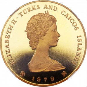 Аверс монеты Тёркс и Кайкос, 100 крон, 1979, 10 лет Инвеституры Принца Чарльза