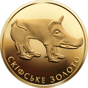 Аверс монеты Украина, 2 гривны, 2009, Скифское золото - Кабан