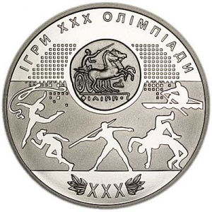 Реверс монеты Украина, 2 гривны, 2012, XXX летние Олимпийские Игры, Лондон 2012