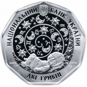 Аверс монеты Украина, 2 гривны, 2014, Детский гороскоп - Ягнёнок