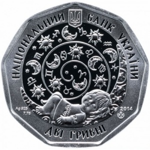 Аверс монеты Украина, 2 гривны, 2014, Детский гороскоп - Телёнок