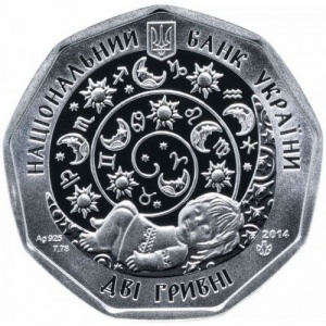Аверс монеты Украина, 2 гривны, 2014, Детский гороскоп - Рачок