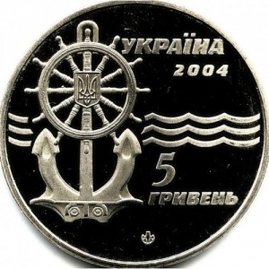 Аверс монеты Украина, 5 гривен, 2004, Ледокол "Капитан Белоусов"