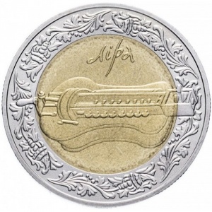 Реверс монеты Украина, 5 гривен, 2004, Народные музыкальные инструменты - Лира