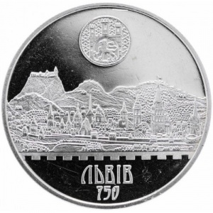 Реверс монеты Украина, 5 гривен, 2006, 750 лет городу Львов