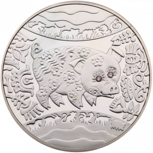 Реверс монеты Украина, 5 гривен, 2007, Восточный календарь - Год свиньи