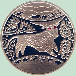 Реверс монеты Украина, 5 гривен, 2009, Восточный календарь - Год быка