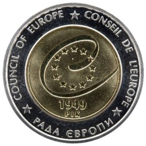Реверс монеты Украина, 5 гривен, 2009, 60 лет Совету Европы