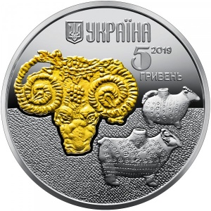 Аверс монеты Украина, 5 гривен, 2019, Фауна в памятниках культуры Украины - Баран