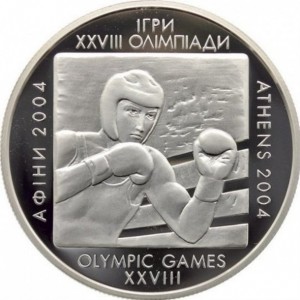 Реверс монеты Украина, 10 гривен, 2003, XXVIII летние Олимпийские Игры 2004 - Бокс