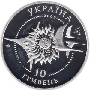 Аверс монеты Украина, 10 гривен, 2003, Самолеты Украины - АН-2