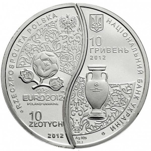 Аверс монеты Украина, 10 гривен, 2012, УЕФА. Евро 2012. Украина-Польша