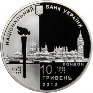 Аверс монеты Украина, 10 гривен, 2012, XXX летние Олимпийские Игры, Лондон 2012