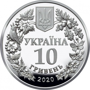 Аверс монеты Украина, 10 гривен, 2020, Совка роскошная
