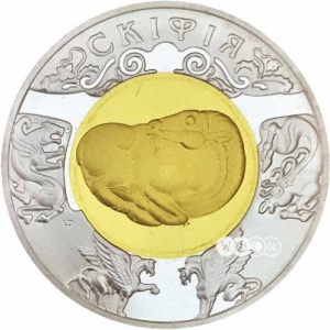 Реверс монеты Украина, 20 гривен, 2001, Памятники древних культур Украины - Скифия