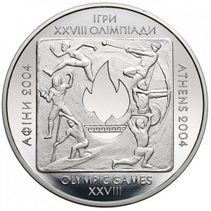 Реверс монеты Украина, 20 гривен, 2004, XXVIII летние Олимпийские Игры 2004