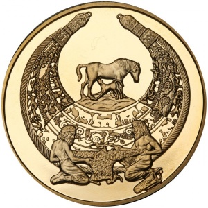 Реверс монеты Украина, 100 гривен, 2003, Духовные сокровища Украины - Пектораль