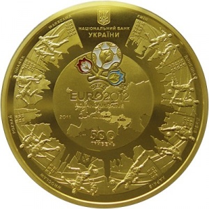 Аверс монеты Украина, 500 гривен, 2011, Финальный турнир чемпионата Европы по футболу 2012