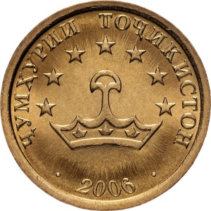 Аверс монеты Таджикистан, 5 дирамов, 2006