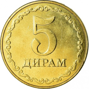 Реверс монеты Таджикистан, 5 дирамов, 2019